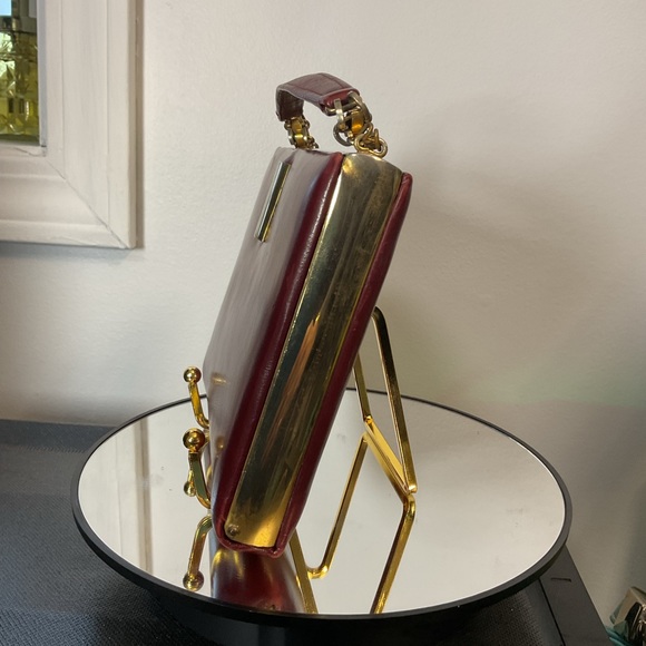 Vintage 1950’s Leather Geometric Handbag ( Must see behind the mirror) 🥰 - Picture 3 of 12